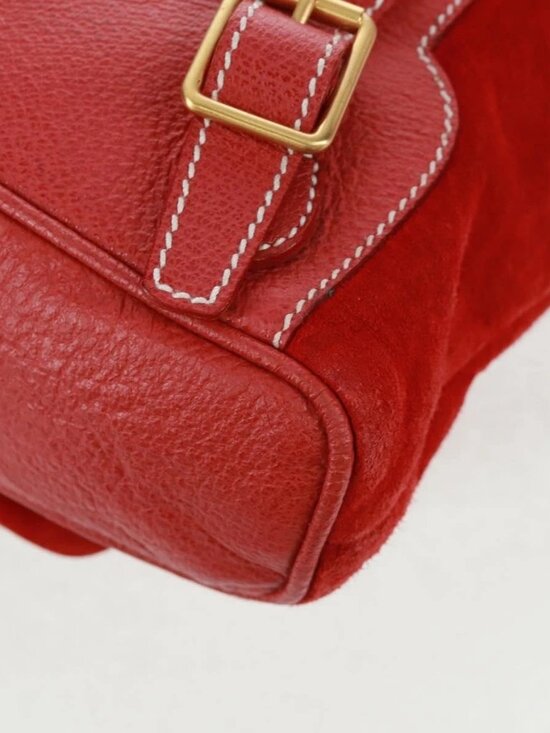 GUCCI Bamboo Backpack Suede Red Gold 003 1998 0030 Auth gh1510 main image 5